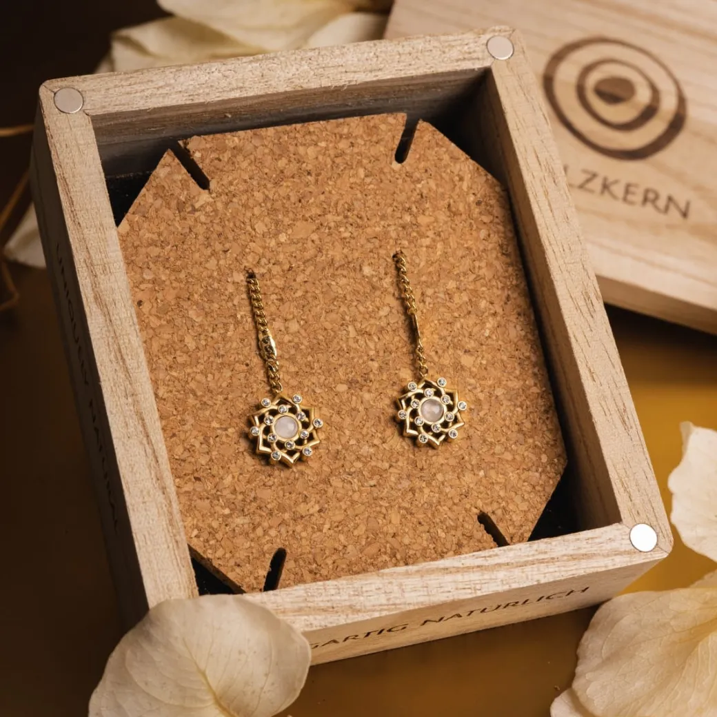 Holzkern Composition Gem Oorbellen|DAMES Oorbellen|Sieraden