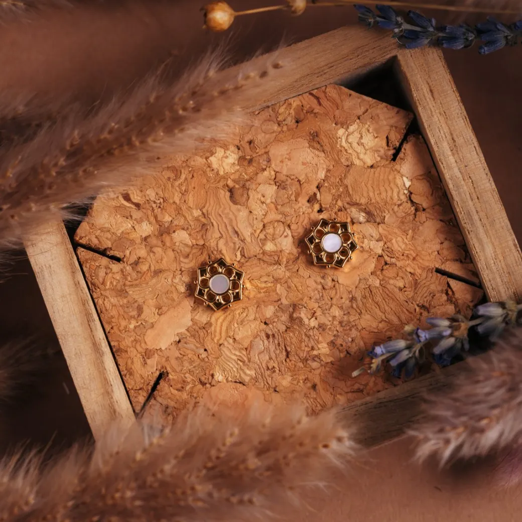 Holzkern Composition Oorbellen|DAMES Oorbellen|Sieraden